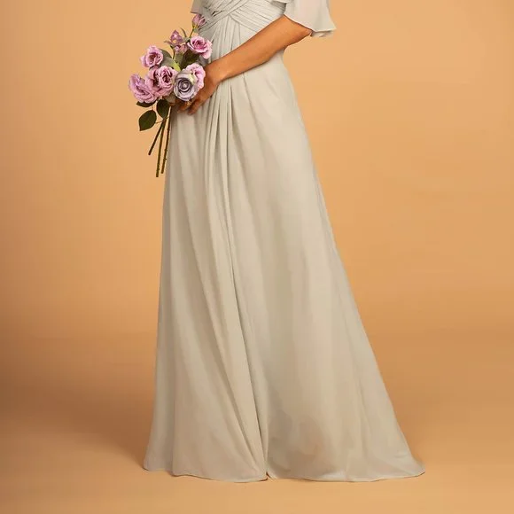 NEW SAGE COLOR Off Shoulder Straight Neck Prom Dress GSGL2615 - Picture 8 of 9